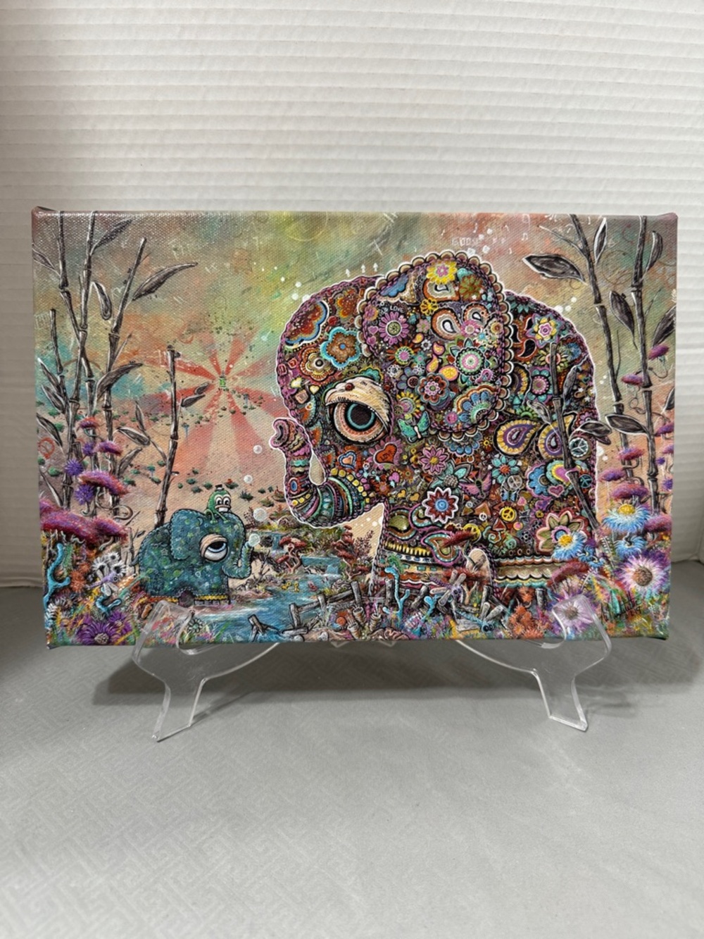 Limited Edition “Embrace” Elephant Canvas Pop Art Graffiti Style Signed Numbered